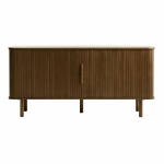 Pruun tammedekooriga l&uuml;kandustega madal kummut 76x160 cm Cavo - Unique Furniture
