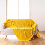 Kollane mikroflanellist voodikate 180x220 cm Arya - douceur d'int&eacute;rieur