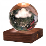 Tumepruun p&auml;hklipuidust LED dimmerdatav laualamp klaasist varjuga (k&otilde;rgus 12 cm) Amber - Gingko