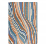 Sinine k&auml;sitsi kootud villane vaip 120x170 cm Abstract Flow - Flair Rugs