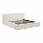 Kreem polsterdatud kaheinimesevoodi koos voodip&otilde;hja ja panipaigaga 140x200 cm Noho - Makamii