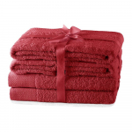Punased froteest puuvillased k&auml;ter&auml;tid ja saunalinad komplektis 6 tk Amari &ndash; Restilo