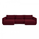 Punane sametist lahtik&auml;iv/panipaigaga U-kujuline nurgadiivan Kapua &ndash; Makamii