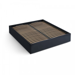 Tumesinine polsterdatud kaheinimesevoodi panipaigaga/ilma peatsita, koos raamiga 200x200 cm Susan &ndash; Micadoni