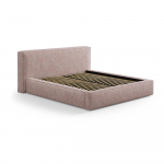 Heleroosa polsterdatud kaheinimesevoodi panipaigaga ja liistudest raamiga 160x200 cm Simon Olivia - Micadoni