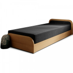 Ookerkollane/tumehall polsterdatud/puitlaastplaadist &uuml;heinimesevoodi panipaiga ja madratsiga 80x190 cm Parys - ELTAP