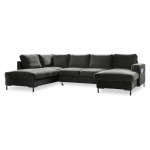 Tumehall sametist U-kujuline diivanvoodi, vasakpoolne nurk Lofty Lilly - Miuform