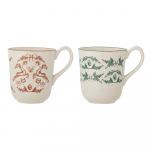 Valged j&otilde;ulumotiiviga kivikeraamikast kruusid, 2tk komplektis 300 ml Beth - Bloomingville