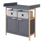 Antratsiitne madal laste kummut m&auml;hkimislauaga 87x75 cm Berlin &ndash; Roba