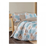 Sinakaspruun 4-osaline pikendatud voodipesu kaheinimesevoodile koos linaga 200x220 cm Magnolia - Mila Home
