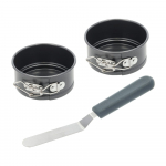 Terasest koogivormide komplekt koos tarvikutega, 3 tk 400 ml - Blomsterbergs