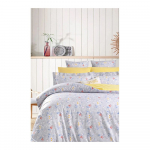 Kollane-hall Renforc&eacute; puuvillane pikendatud voodipesu kaheinimesevoodile koos linaga/4-osaline 200x220 cm - Mila Home