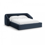 Tumesinine polsterdatud kaheinimesevoodi, koos panipaiga ja restiga 200x200 cm Campi &ndash; Cosmopolitan Design