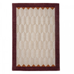 Burgundiapunane/naturaalne k&auml;sitsi kootud villane vaip 200x290 cm Apex Border Wool - Flair Rugs