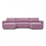 Roosa velvetist U-kujuline nurgadiivanvoodi Nihad - Bobochic Paris