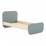 Hallikasroheline m&auml;nnipuidust lastevoodi koos voodip&otilde;hjaga 90x190 cm Esteban &ndash; Marckeric