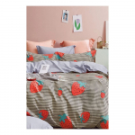 Renforc&eacute; puuvillane voodipesu &uuml;heinimesevoodile koos linaga/3-osaline 160x220 cm Strawberry - Mila Home