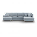 Helesinine sametist panipaigaga nurgadiivanvoodi (parem nurk/"U"-kujuline) Kyoto - Cosmopolitan Design