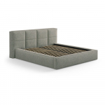 Roheline polsterdatud kaheinimesevoodi panipaigaga ja liistudest raamiga 160x200 cm Simon Darren - Micadoni