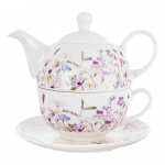 Valge/lilla portselanist teekomplekt Louka - Orion