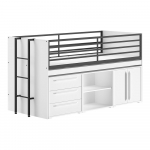 Valge k&otilde;rge lastevoodi koos voodip&otilde;hja ja hoiuruumiga 90x200 cm Sam &ndash; Vipack