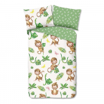 Roheline-beež puuvillane laste voodipesu &uuml;heinimesevoodile 140x200 cm Play - Good Morning