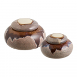 Pruunid dekoratiivsed keraamilised hoiukarbid 2tk komplektis &oslash; 15x8,5 cm - House Nordic