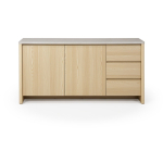 Valge/hele naturaalne tammepuust kummut 163x80x45 cm Dore - Marckeric