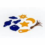 8 kollase ja sinise vildist j&otilde;ulukaunistuste komplekt Medium - Spira