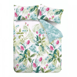 Roheline/sinine pikendatud voodipesu kaheinimesevoodile 230x220 cm Aruba Tropical Floral - Catherine Lansfield