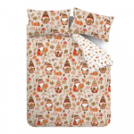 Oranž/pruun voodipesu kaheinimesevoodile 200x200 cm Woodland Gonks - Catherine Lansfield