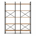 Must/loomulik tammepuust riiul 144x175 cm Dusan - Marckeric