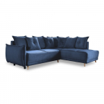 Tumesinine velvetist nurgadiivanvoodi (parem nurk) Lazy Lukka - Miuform