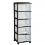 Must l&auml;bipaistvast plastikust ratastega riiul 37x100 cm - Curver