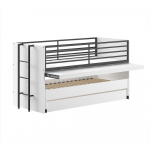 Valge nari/v&auml;ljat&otilde;mmatava osaga lastevoodi, koos voodip&otilde;hjaga 90x200 cm Sam &ndash; Vipack