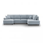 Helesinine sametist panipaigaga nurgadiivanvoodi (parem nurk/"U"-kujuline) Kyoto - Cosmopolitan Design