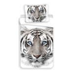 Valge-hall puuvillane laste voodipesu 140x200 cm White Tiger - Jerry Fabrics