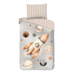 Hall-beež puuvillane laste voodipesu &uuml;heinimesevoodile 140x200 cm Explore - Good Morning