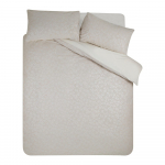 Hallikasbeež žakaarkangast voodipesu kaheinimesevoodile 200x200 cm Corded Leaves - Catherine Lansfield