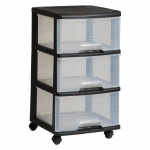 Must l&auml;bipaistvast plastikust ratastega riiul 37x61 cm - Curver