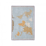 Sinine/beež k&auml;sitsti kootud puuvillane pestav laste vaip 70x100 cm Mini Worldmap &ndash; Lorena Canals
