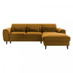 Kollane sametist lahtik&auml;iv/sahtliga nurgadiivan (parem nurk/lamamisosaga) Foble &ndash; ELTAP