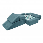 T&uuml;rkiissinine velvetist-vahtplastist m&auml;nguv&auml;ljak 100x35x40 cm Montessori - Meowbaby