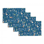 Puuvillased laualinad 4tk komplektis 30x46 cm Enchanted Twilight Animals - Catherine Lansfield