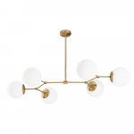 Kuld-valge ripplamp, 6 pirnile Damar Horisontaalne - Opviq lights