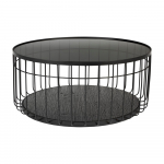 Must &uuml;mmargune klaasist diivanilaud 80x80 cm Lance - White Label