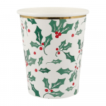 &Uuml;hekordsed pabertopsid 8tk komplektis Holly Pattern - Meri Meri