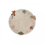 Kreem k&auml;sitsti kootud puuvillane pestav laste vaip &oslash;140 cm Interstellar Journey &ndash; Lorena Canals