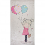 Roosa-elevandiluu v&auml;rvi pestav laste vaip 100x160 cm Girl & Baloons - Vitaus