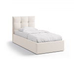 Kreem polsterdatud &uuml;heinimesevoodi koos panipaiga ja voodip&otilde;hjaga 90x200 cm Phaedra - Micadoni